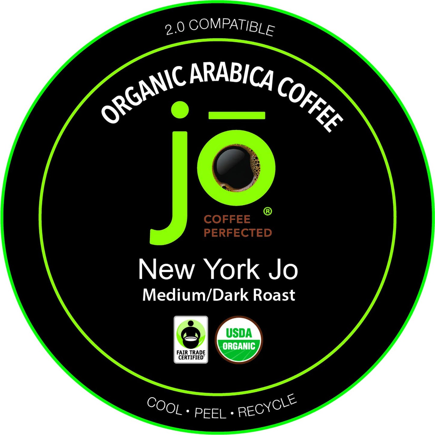 Jo Coffee Medium Dark Roast Organic Coffee for Keurig, 24 Single Serve Cups, Fair Trade, Gluten Free