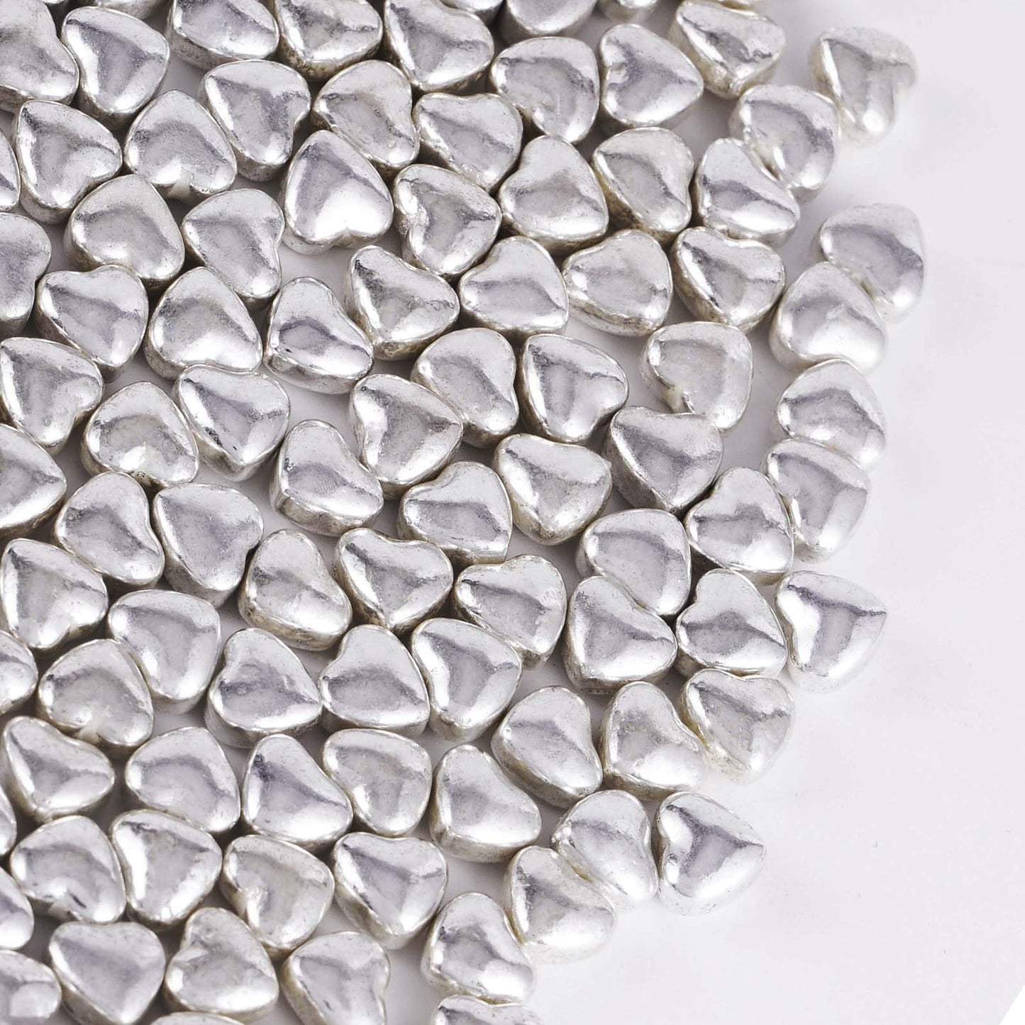 Kasvan Silver Heart Shapes Sprinkles - Edible Candy Pearls 100g/3.58 Oz, Mix Size, Baking Cake Decorations, Ice Cream Toppings a