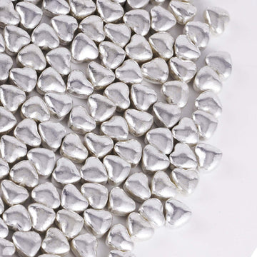 Kasvan Silver Heart Shapes Sprinkles - Edible Candy Pearls 100g/3.58 Oz, Mix Size, Baking Cake Decorations, Ice Cream Toppings a