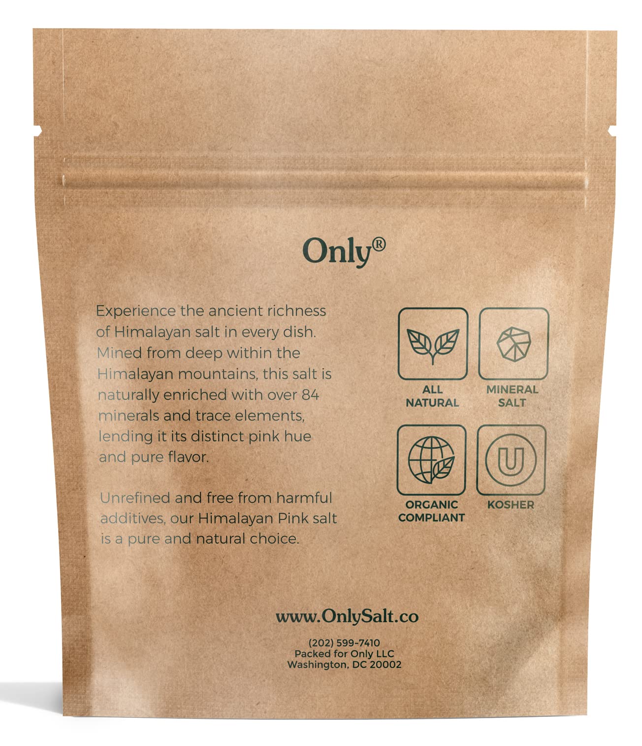 Only Fine Grain Himalayan Pink Salt - 7 oz Bag of Kosher Salt, Organic, Unrefined & Unprocessed Pink Himalayan Salt, Naturally L