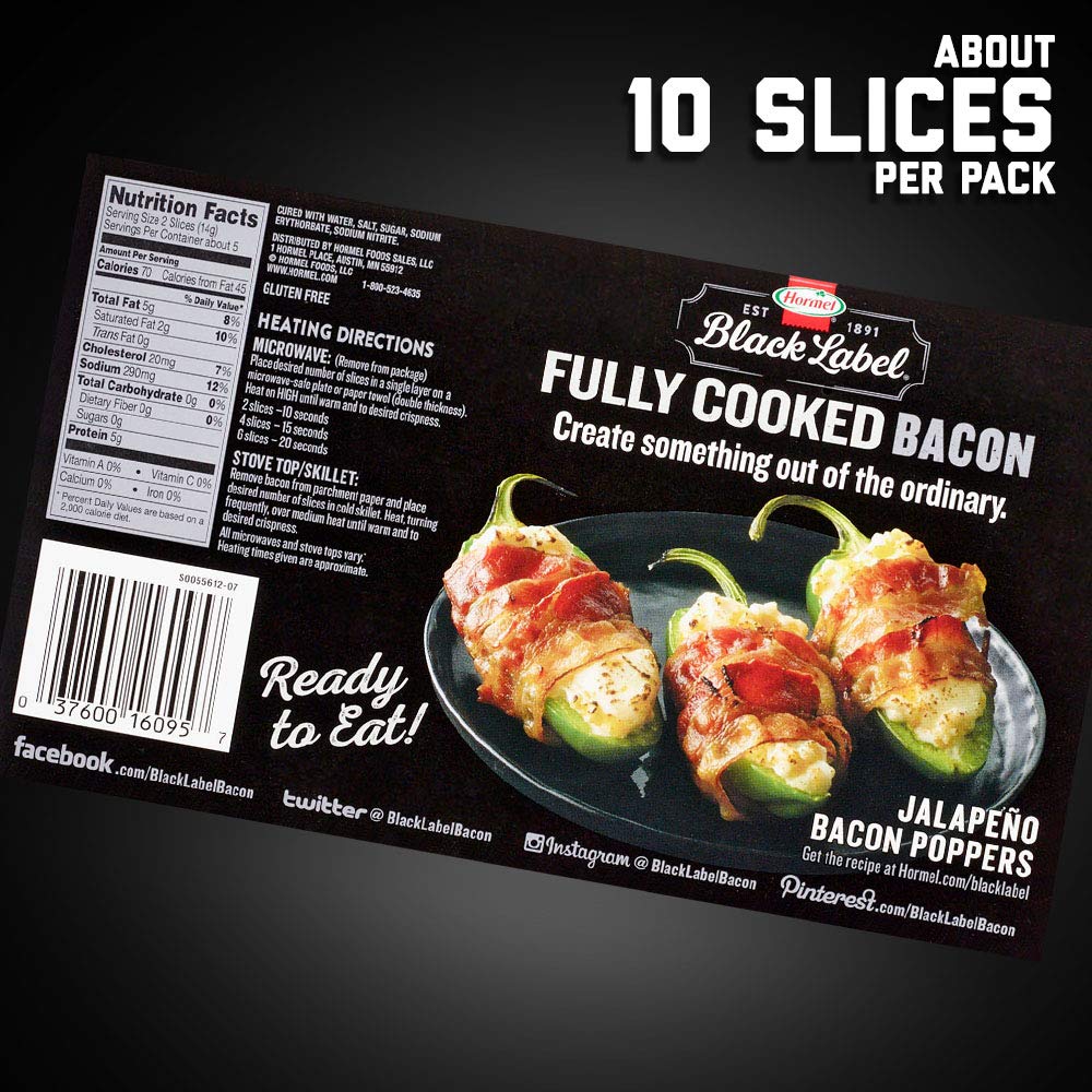 HORMEL BLACK LABEL Thick Cut Fully Cooked Bacon  2.52 oz