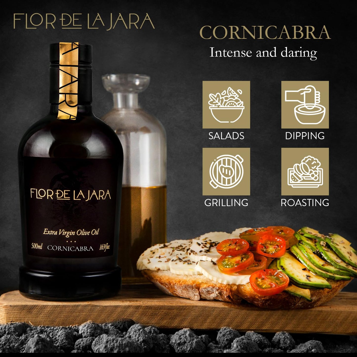 Flor De La Jara Premium Extra Virgin Olive Oil From Spain, First Cold Pressed, Polyphenol-Rich, Monovarietal Cornicabra, Hand-Ha