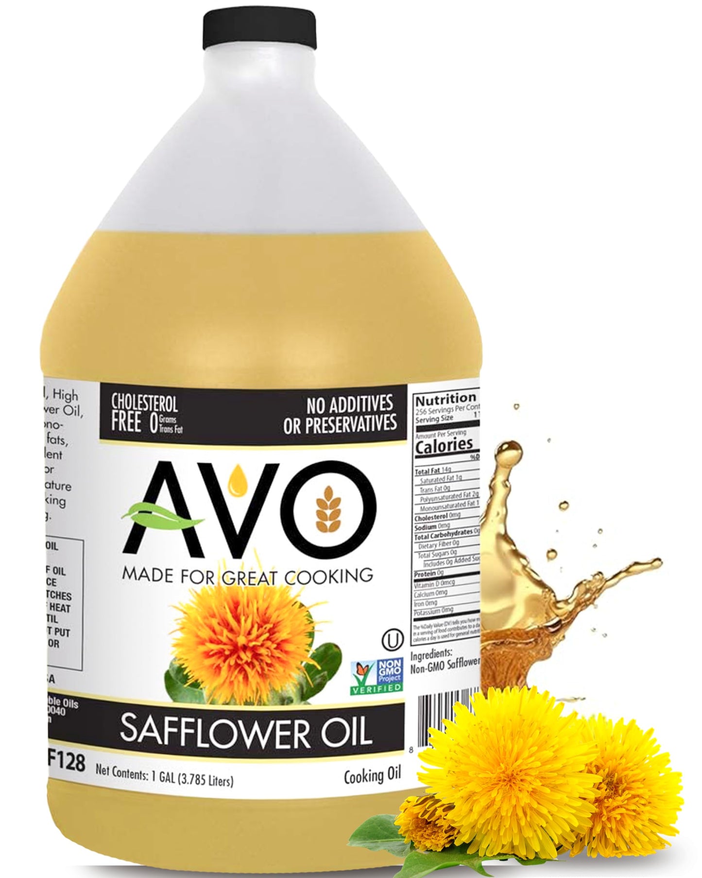 AVO Naturally Processed NON-GMO High Oleic Safflower Oil, 1 Gallon