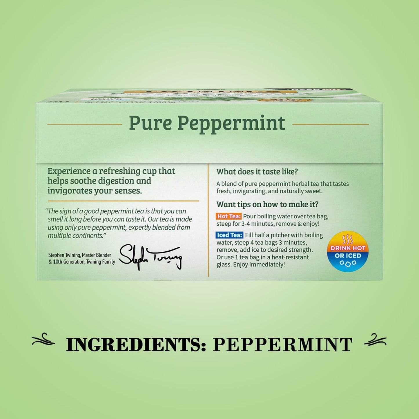 Twinings Peppermint Tea Bags - Naturally Caffeine Free Herbal Tea - 50 Count