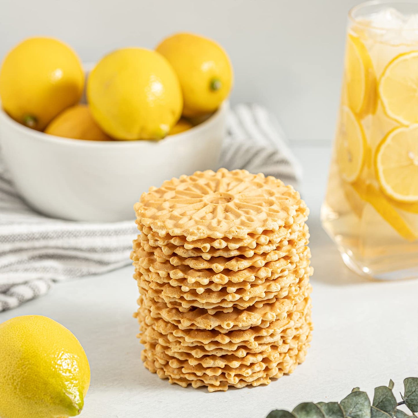 Reko Pizzelle Authentic Italian Style Waffle Cookie, Lemon, 7 Ounce (Pack Of 1)