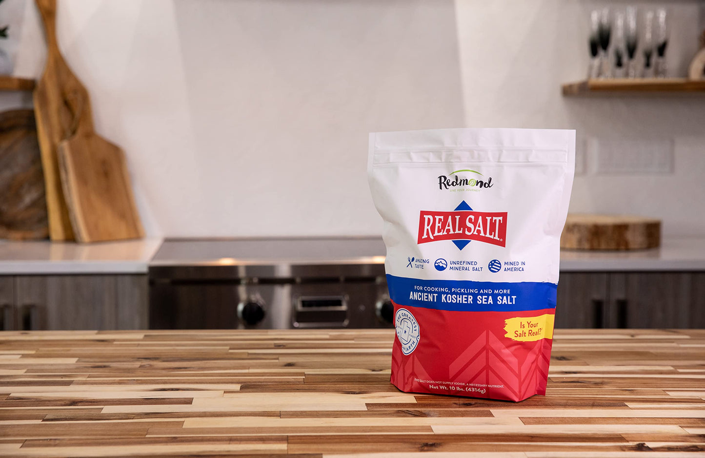 Redmond Real Salt Kosher - Natural Unrefined Gluten Free Kosher grind, 10 LB Bag