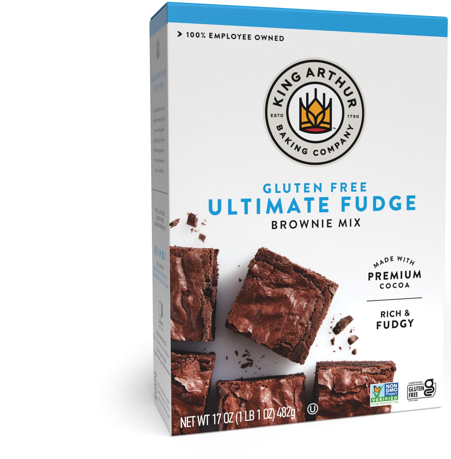 King Arthur, Gluten Free Fudge Brownie Mix, Gluten-Free, Non-GMO Project Verified, Certified Kosher, 17 Ounces (Pack of 6)