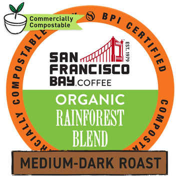 San Francisco Bay Compostable Coffee Pods - Organic Rainforest Blend (12 Ct) K Cup Compatible Including Keurig 2.0, Medium Dark