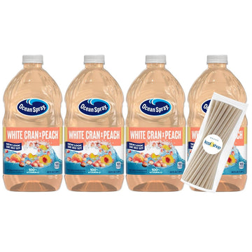 Ocean Spray Cran Peach Juice Drink, 64 fl oz, Pack of 4, Includes 15 Sugarcane Straws