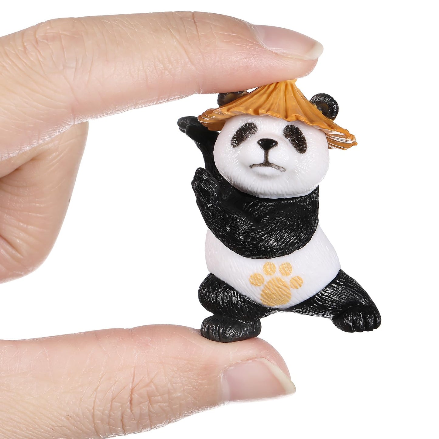 Gadpiparty Mini Panda Figurines - 4pcs PVC Kung Fu Statues for Fairy Garden Decor - White and Black