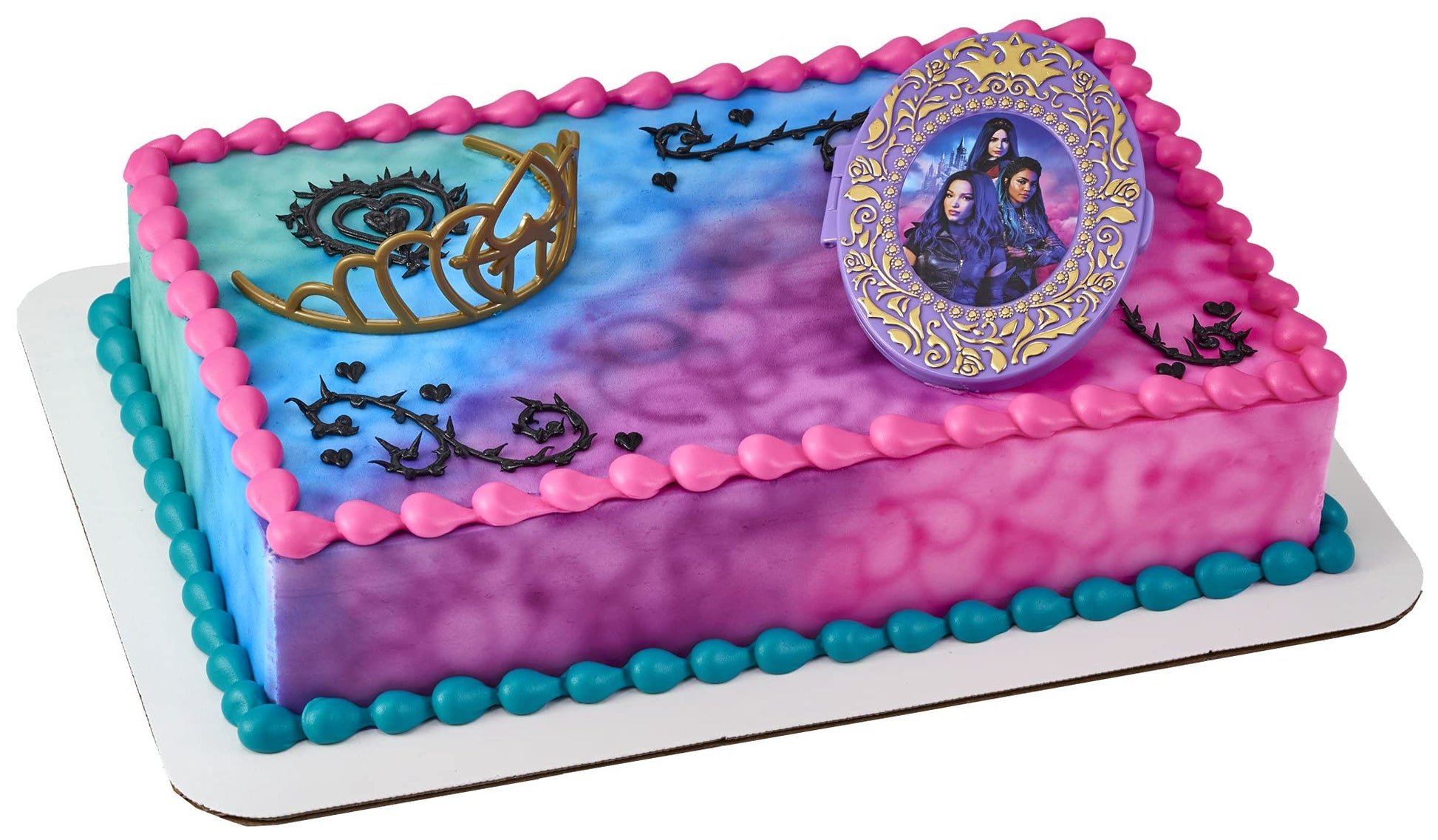 DecoPac Disney Descendants 3 Cake Topper Set, 2-Pc with Tiara & Compact, Plastic, Multiple Colors, Model 24327