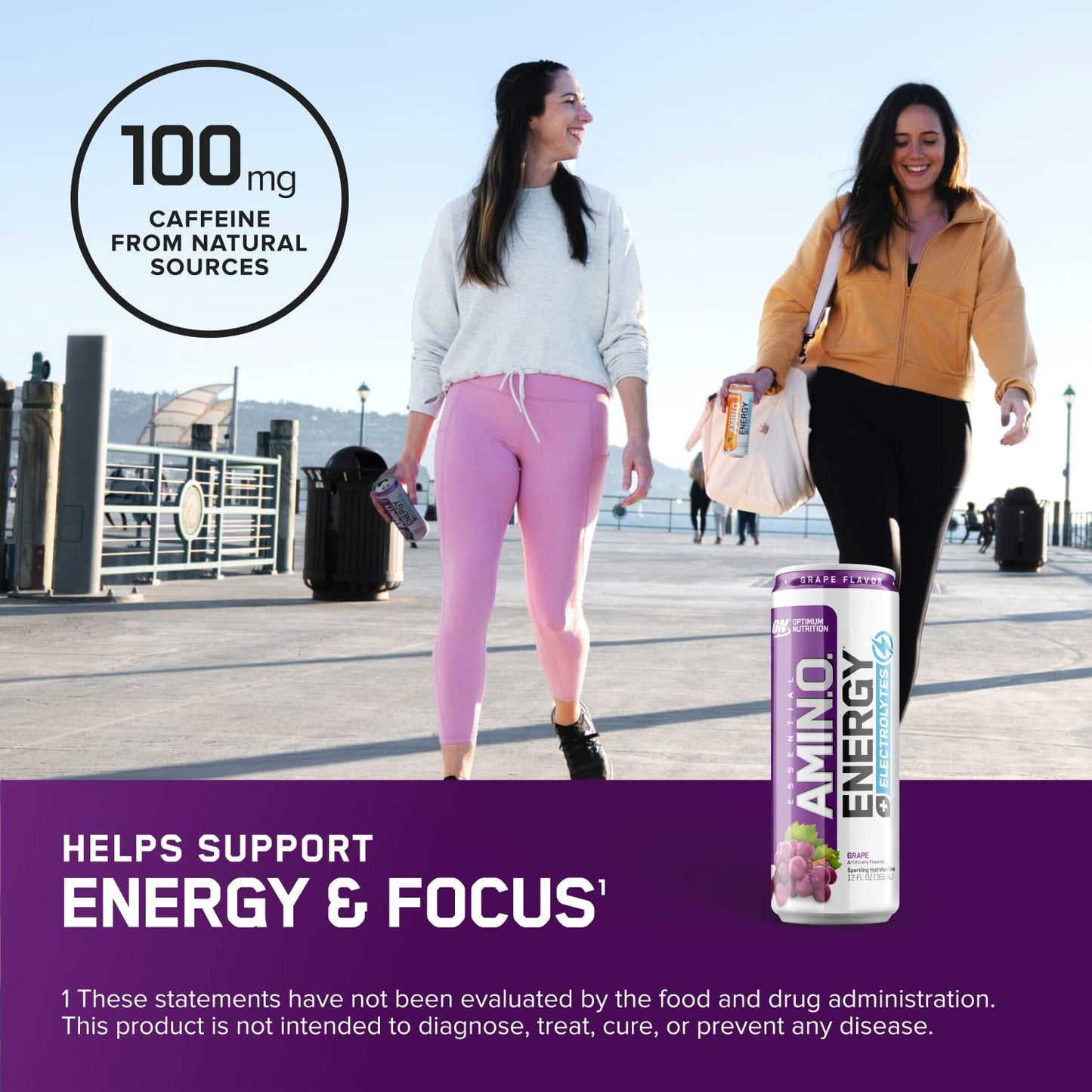 Optimum Nutrition Amino Energy Sparkling Hydration Drink  Electrolytes  Caffeine  Amino Acids  BCAAs  Sugar Free  G  12 Fl Oz  12 Pack (Packaging May Vary)