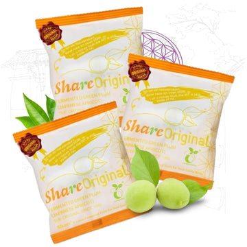 Share Original® Cultured Fermented Japanese Apricot/Plum (3-Pc) - 30+ Months Aged, Includes Description, Swiss Fermented