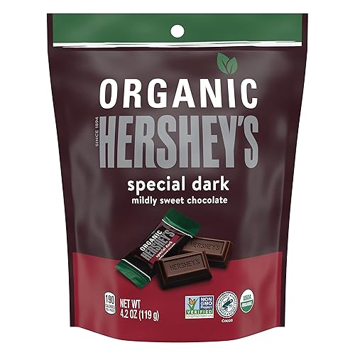 Hersheys Special Dark Organic Miniatures Mildly Sweet Dark Chocolate Candy Bars Individually Wrapped 4.2 Oz Bag