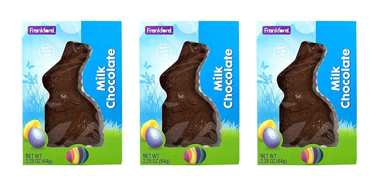 Frankford Solid Milk Chocolate Easter Bunny Rabbit, 2.25 Ounce, Pack of 3