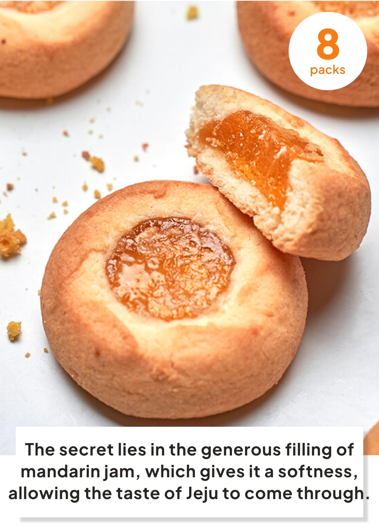 Korean Food Jekiss Jeju Tangerine Tarte (7.90Oz, 8Ea) From Jeju Island, Korean Dessert, Korean Snack, Gift From Korea, Individually Packed