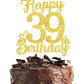 39 Birthday Cake Toppers-Gold Glitter, 39Th Cake Topper For Men,39 Cake Topper For Women, 39Th Birthday Decorations,39Th Birthda