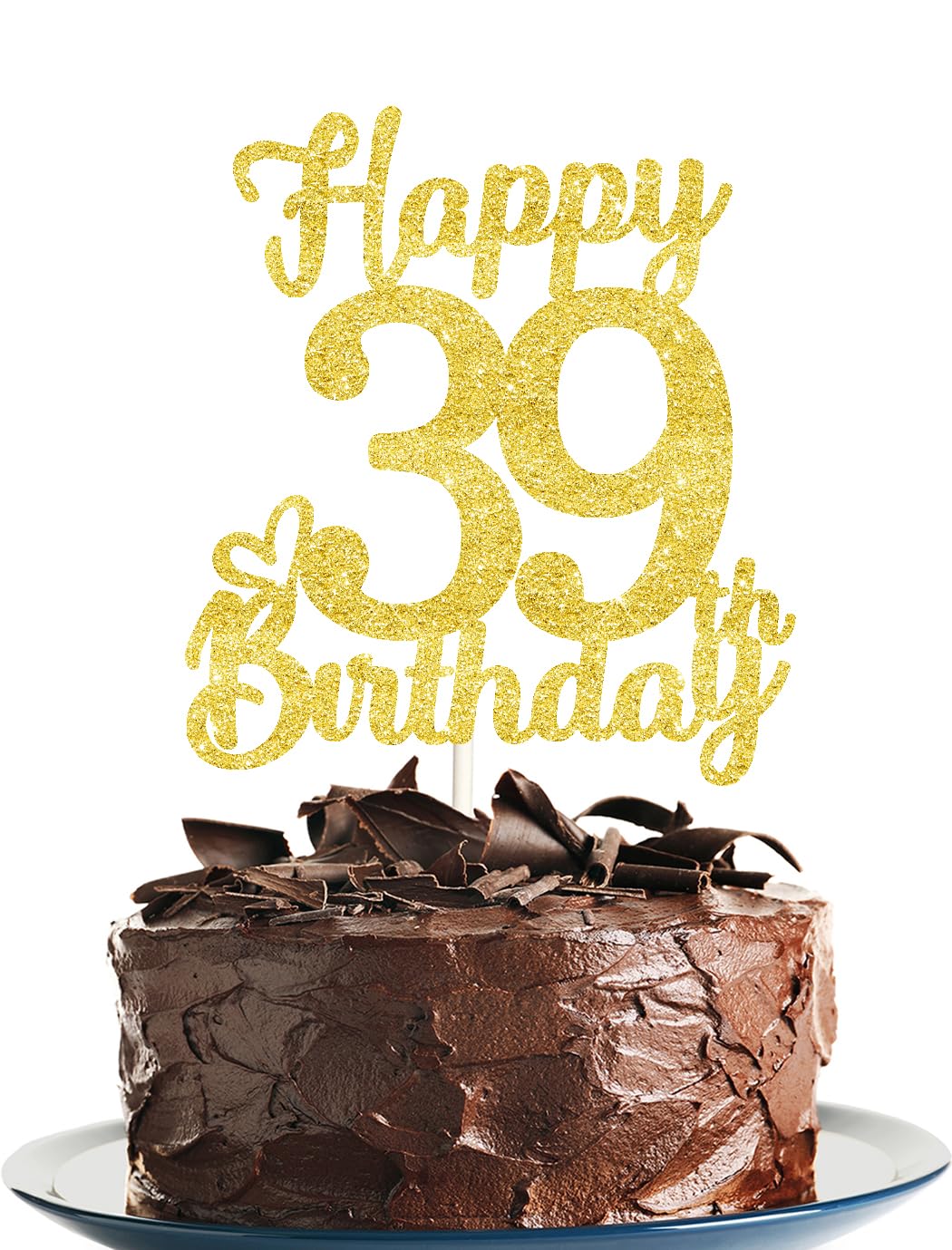 39 Birthday Cake Toppers-Gold Glitter, 39Th Cake Topper For Men,39 Cake Topper For Women, 39Th Birthday Decorations,39Th Birthda