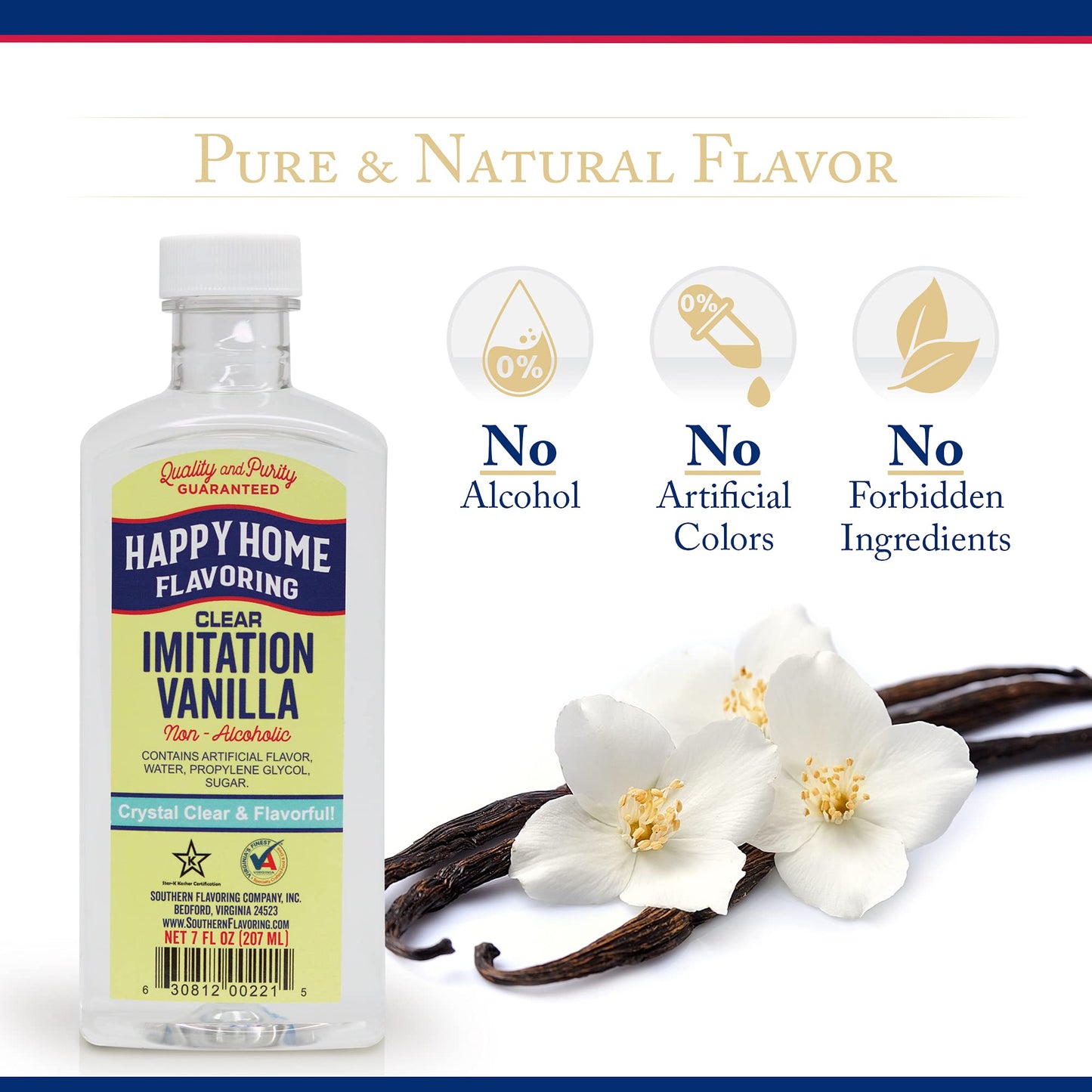 Happy Home compatible with Vanilla Flavoring, Non-  ic, Certified Kosher, 7 oz.