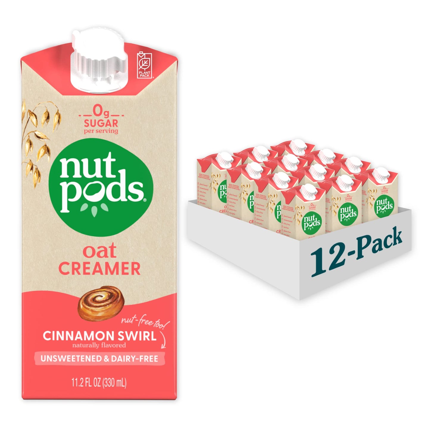 nutpods Oat Cinnamon Swirl Coffee Creamer - Unsweetened Oat Milk Creamer - Nut-Free Non Dairy Creamer - Keto, Gluten Free, Non-G