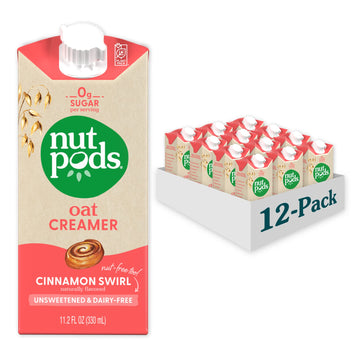 nutpods Oat Cinnamon Swirl Coffee Creamer - Unsweetened Oat Milk Creamer - Nut-Free Non Dairy Creamer - Keto, Gluten Free, Non-G