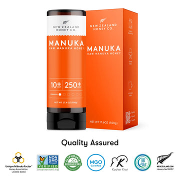 New Zealand Honey Co. Pure Manuka Honey Squeeze Bottle UMF 10+ / MGO 250+ | 17.6oz (500g) - Premium Raw Honey for Health Benefits