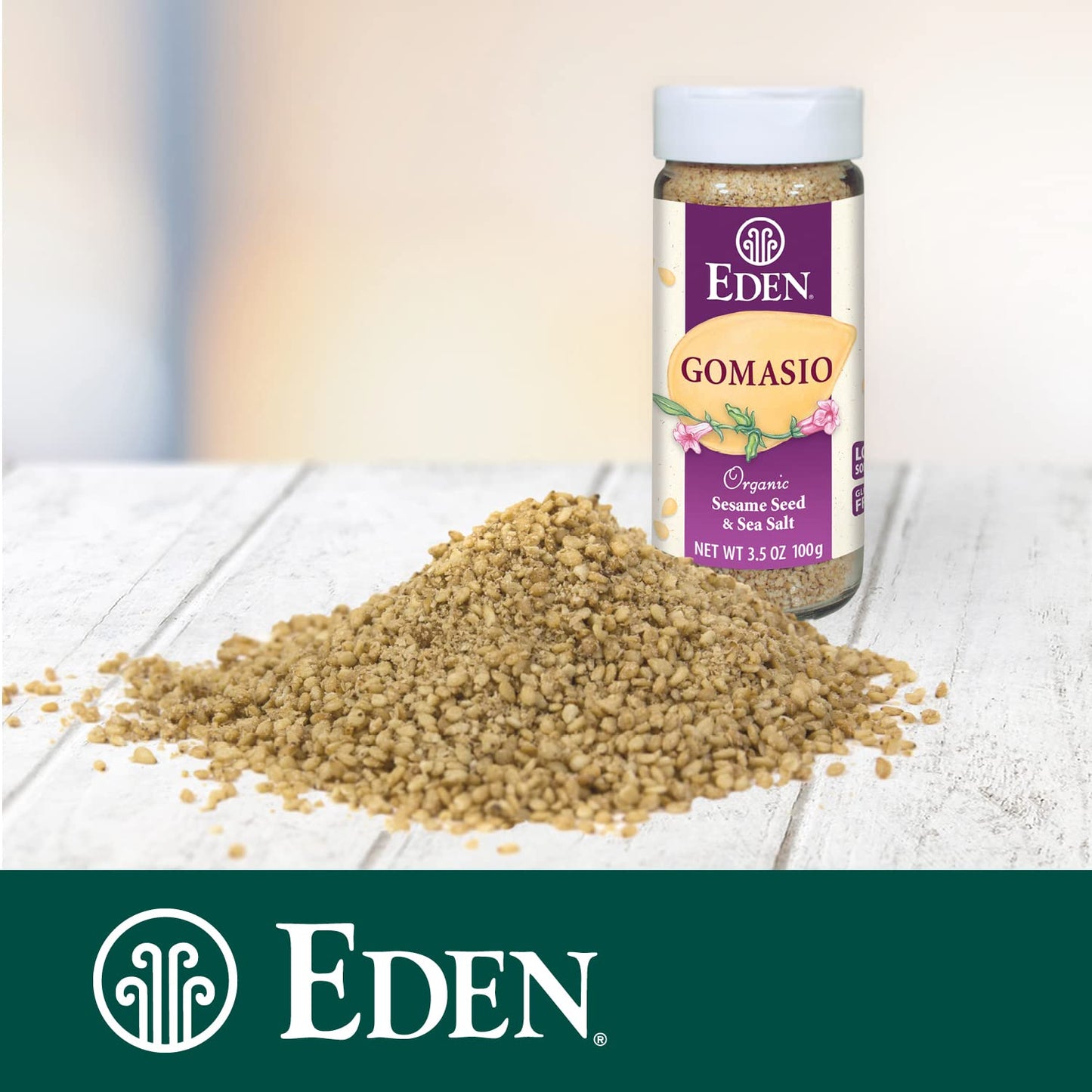 Eden Organic Gomasio, Sesame Seeds and Sea Salt, Umami, Traditional, Macrobiotic, 3.5 oz (2-Pack)