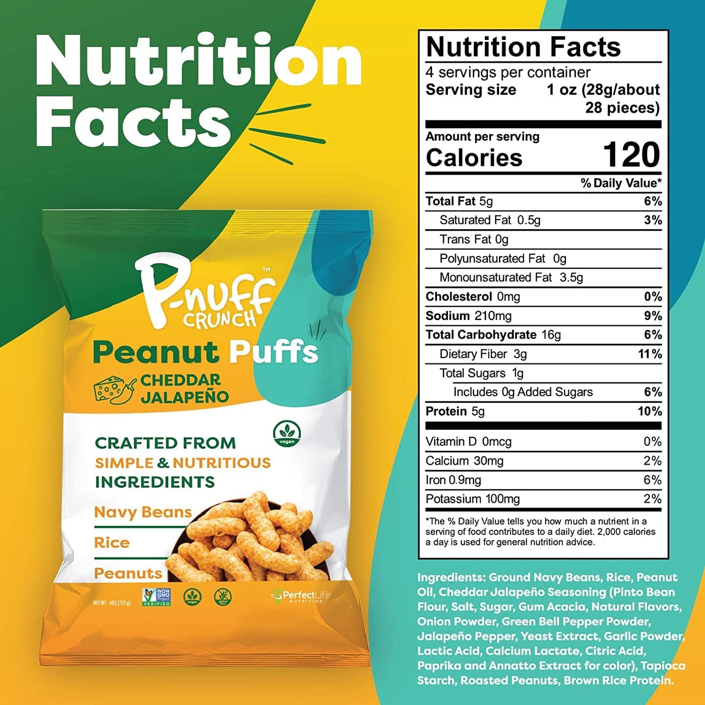 P-Nuff Crunch Peanut Puffs Savory Variety Pack, 20g Vegan Protein, Keto, Gluten Free, 4oz Bag, 6-Pack