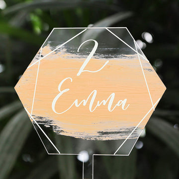 Uniqooo 10 Pack 5'' Hexagon Acrylic Cake Toppers, Clear Blank Circle Diy Birthday Cake Topper, For Wedding, Engagement, Nuptial,
