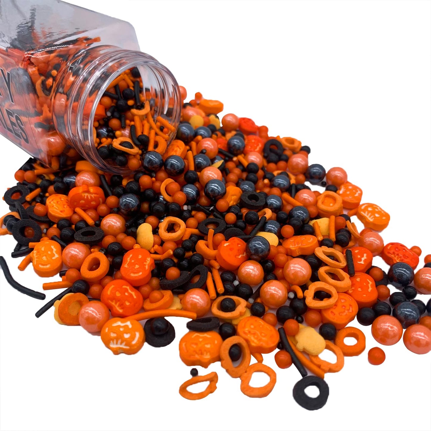 EPHVODI Halloween Sprinkles - Edible Pumpkin Sprinkles, Orange & Black Pearl, Cake & Cupcake Toppers, Halloween Decor