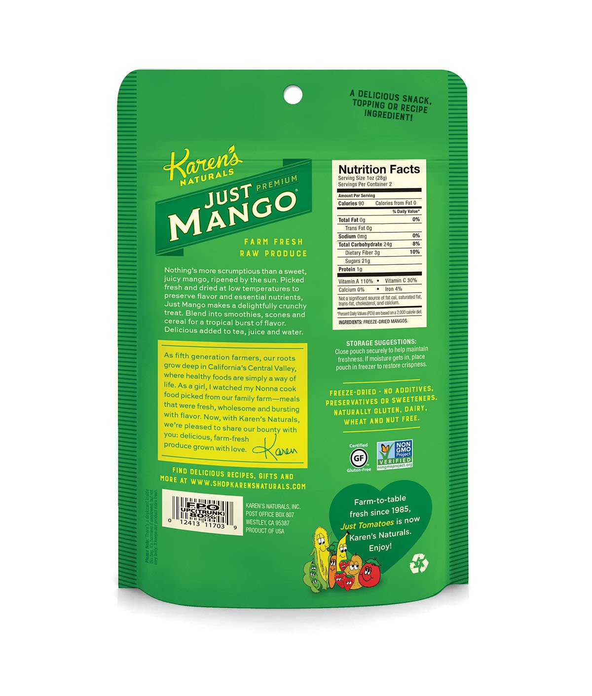 Karen'S Naturals Just Mango, 2-Ounce Package (Pack Of 6) (Packaging May Vary)