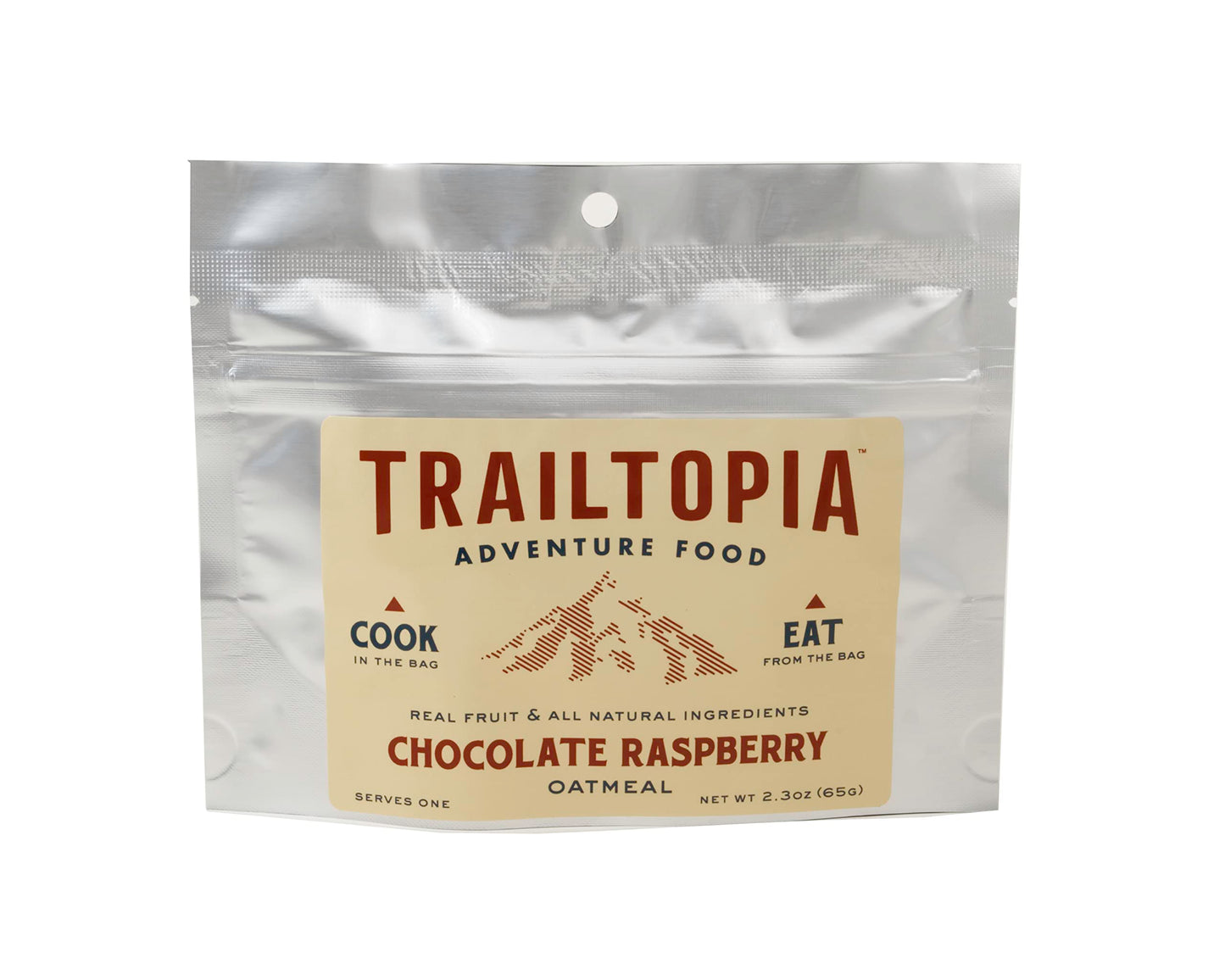 Trailtopia Raspberry Chocolate Oatmeal Nutrient-Packed Breakfast for Camping and Hiking | Vegan, Gluten-Free, Freeze-Dried Backp