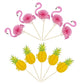 Gyufise 24Pcs Flamingo Cupcake Toppers, Pineapple Food Picks, Paper, Small, Tropical Hawaii Party Decorations