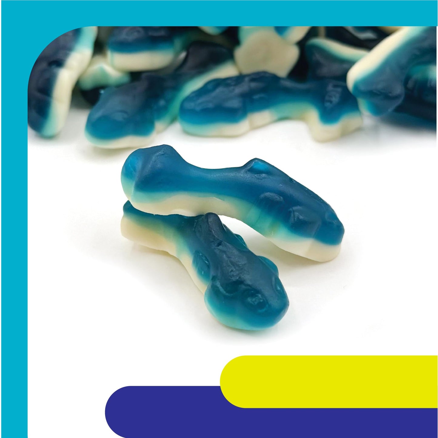 CRAZYOUTLET Blue Sharks Gummy Candy - Blue Raspberry Shark Gummies - Large 2 Pound Bulk Bag