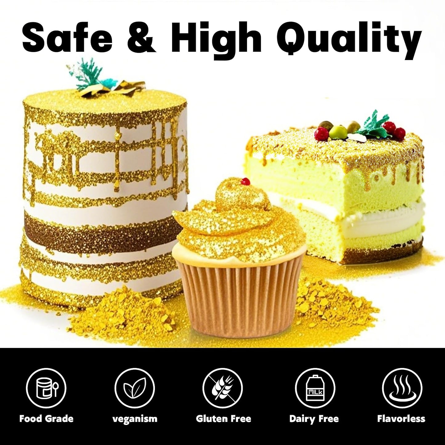 CAKESTAR Edible Glitter Spray, 10g Luster Dust for Cakes & Drinks, Gold