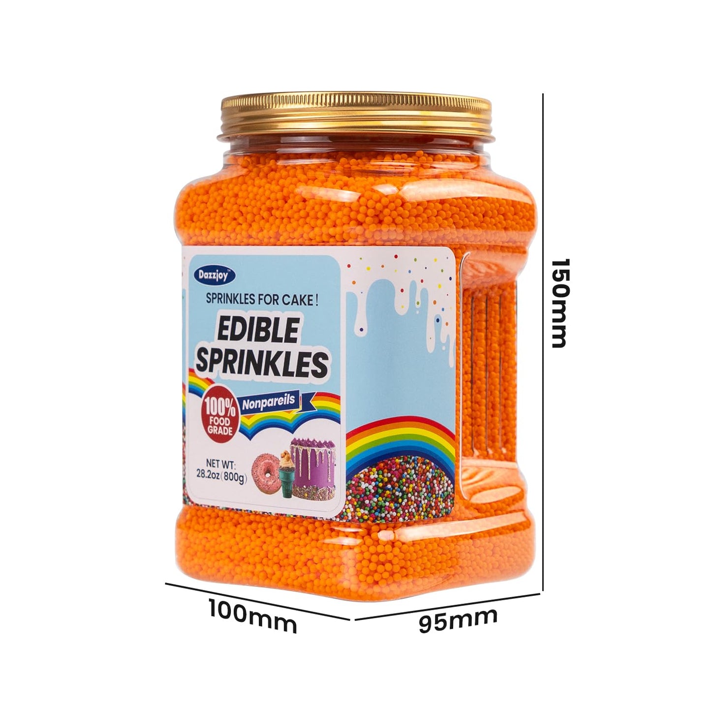 Orange Nonpareils Sprinkles, Edible Nonpareils, Food Grade, 800G, Cake Toppers And Cake Decorations, Donut, Ice Cream, Wedding P