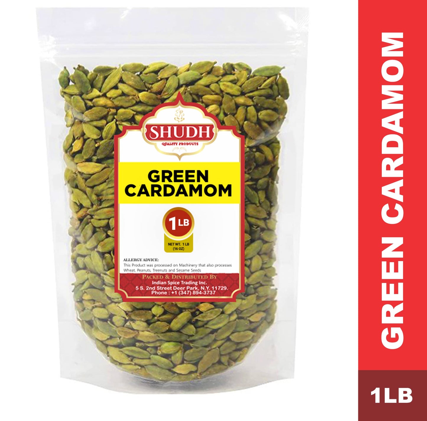 SHUDH GREEN CARDAMOM 1 LB | 16 oz Green Cardamom Pods Spice (Hari Elachi) ~ All Natural | Vegan | Gluten Friendly | NON-GMO | Pr