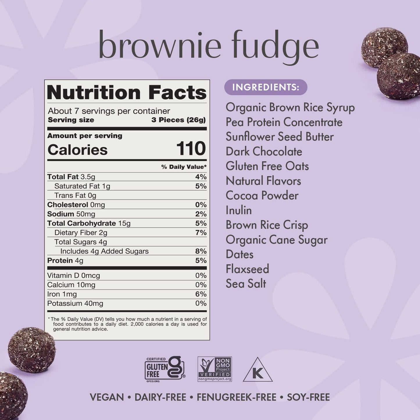 Boobie Lactation Cookies, Brownie Fudge | Vegan, Gluten-Free, Dairy-Free, Soy-Free Plant-Based Protein + Prebiotics | 5g Sugar,