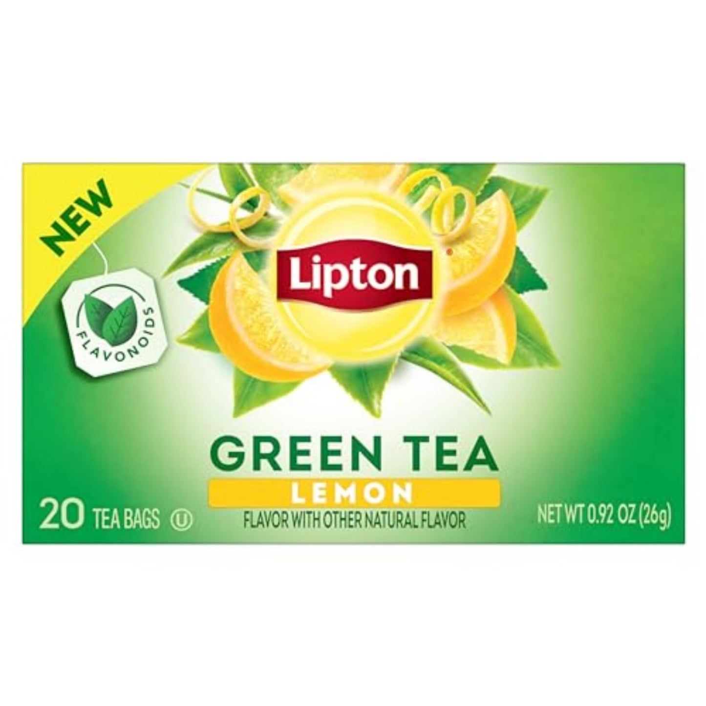 Lipton Lemon Green Tea Bags, Flavored, Unsweetened, 20 Tea Bags, Caffeinated, Model 800324