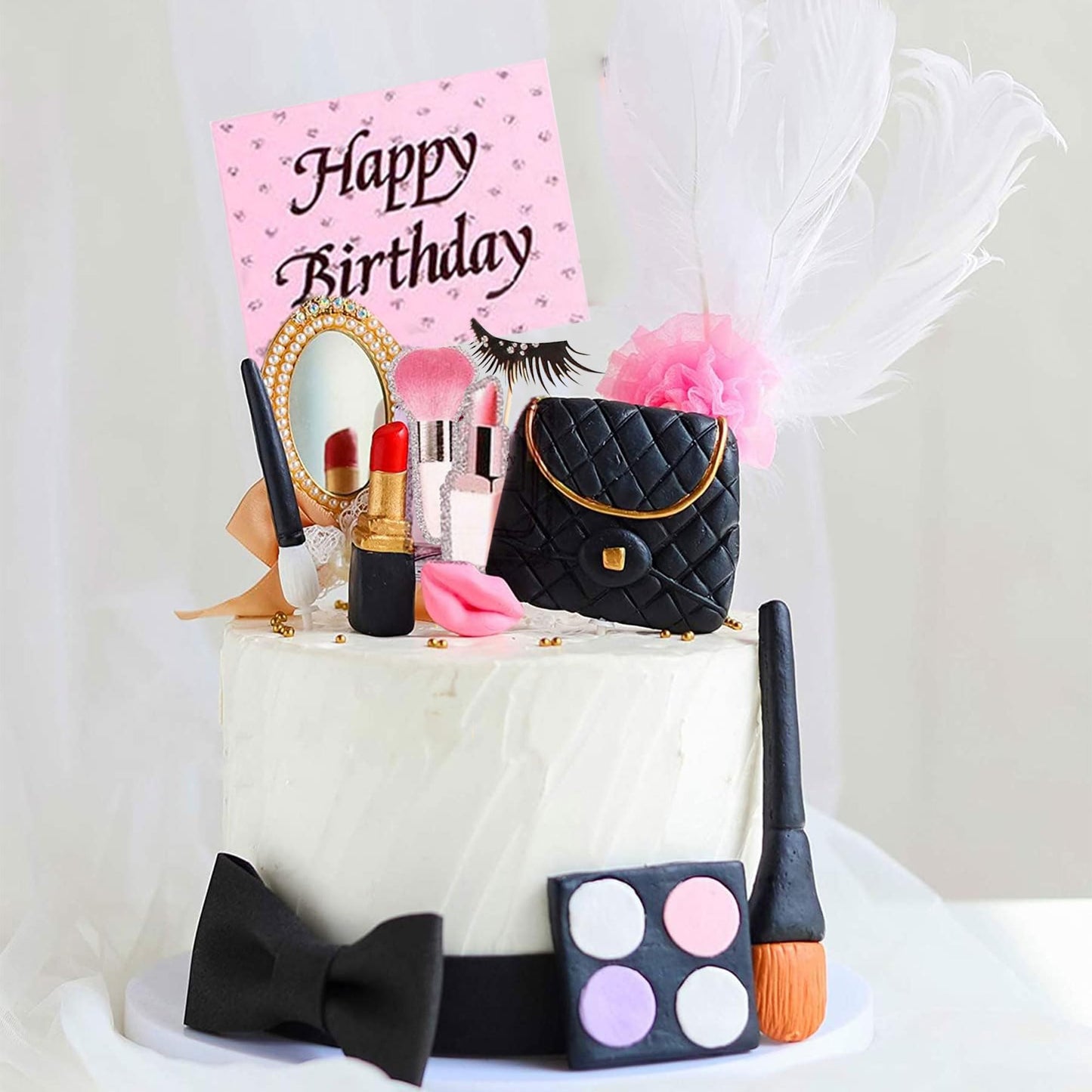 Jevenis Makeup Cake Decorations Spa Birthday Cake Topper Spa Party Supplies Salon Birthday Decoration