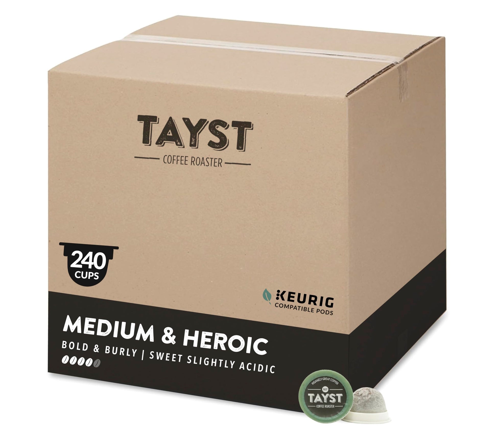 Tayst Coffee Pods, Medium Roast, K Cups Compatible, 240 Count, Sustainable, Brown