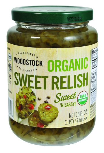 Woodstock, Sweet Relish, At least 95% Organic, 16 oz