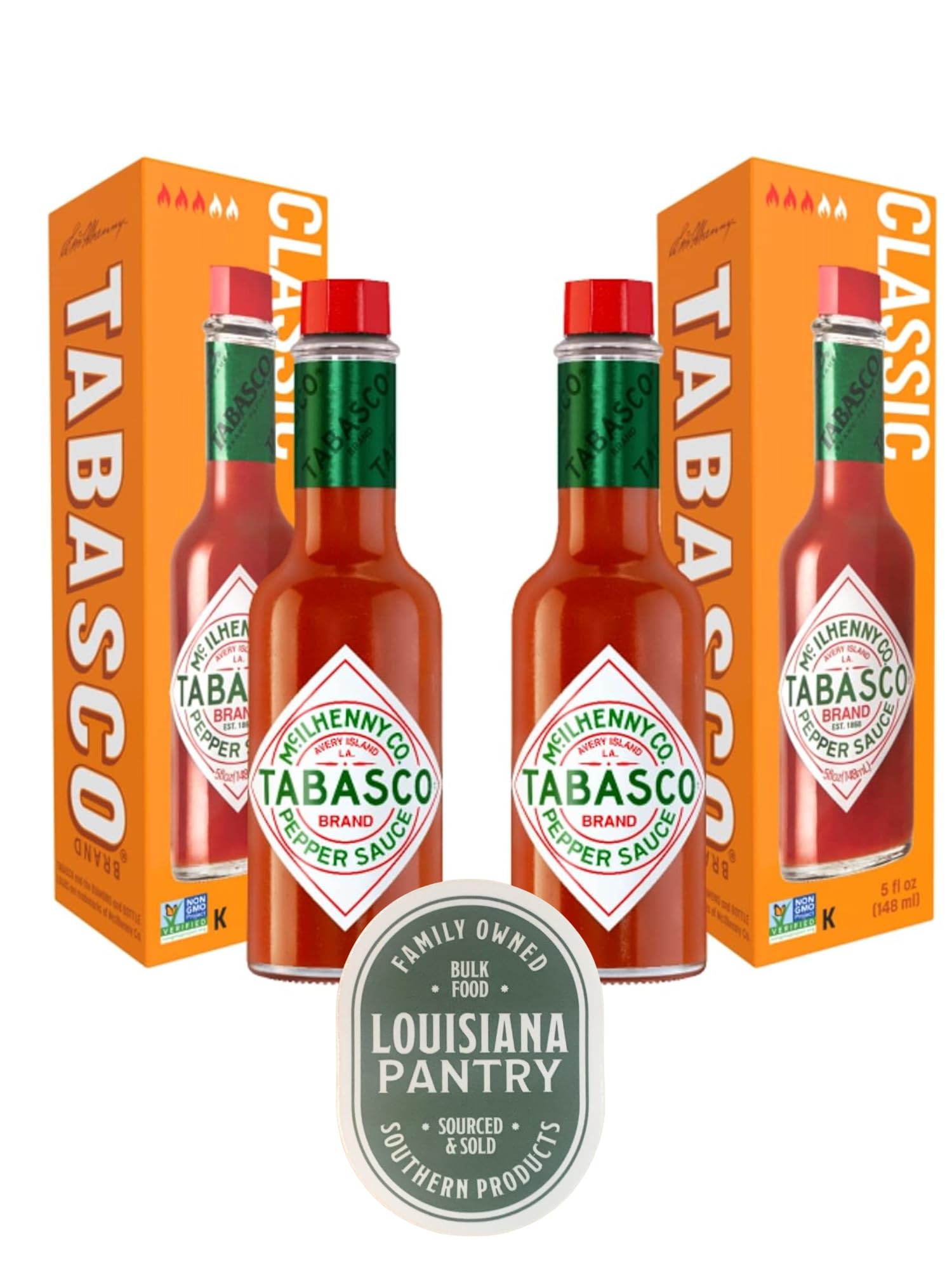Tabasco 2 Pack Hot Sauce 5 oz Bottle Bundled by Louisiana Pantry (Original Red Pepper)