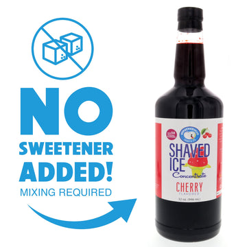 Hypothermias Shaved Ice Syrup Concentrate - Cherry - 32 Fl Oz Quart - Makes 8 Gallons - Unsweetened - Add Sweetener and Water