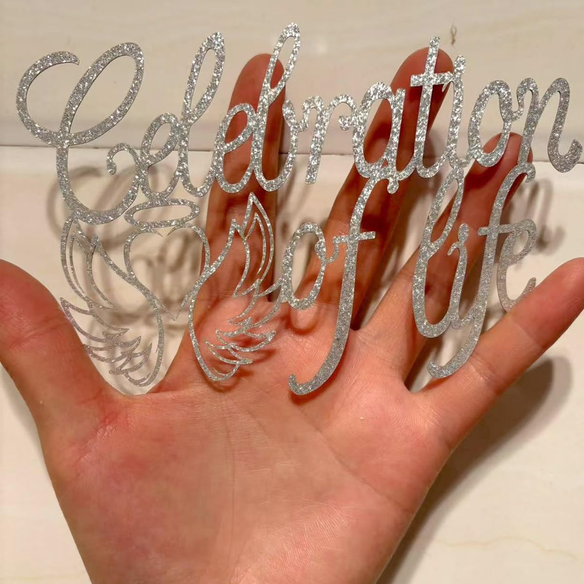 Happy Birthday In Heaven,Celebration Of Life Cake Topper For Birthday,Anniversary,Funeral,In Loving Memory, Funeral Decor,Silver