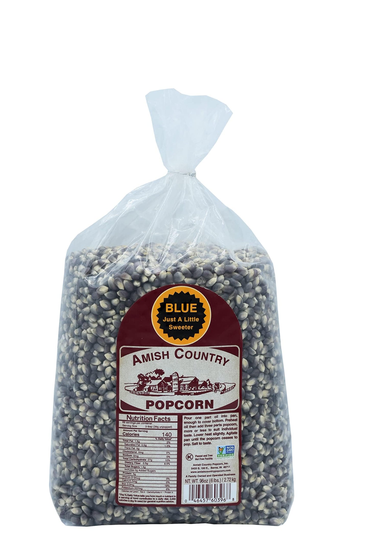 Amish Country Popcorn | 6 Lb Bag | Blue Popcorn Kernels | Old Fashioned, Non-Gmo And Gluten Free (Blue - 6 Lb Bag)