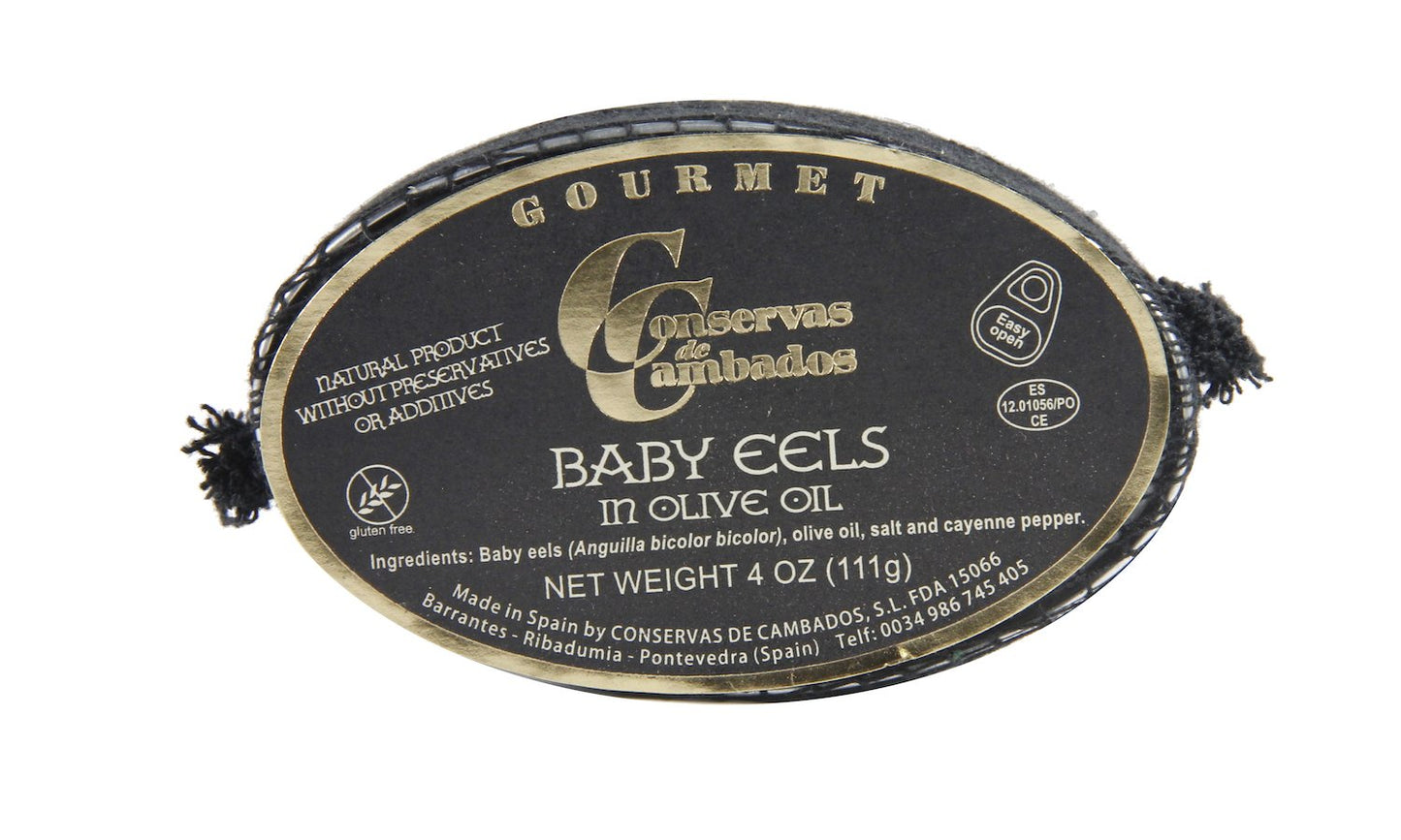 Conservas de Cambados Angulas - Tiny Baby Eels in Olive Oil, 4 Ounce, Model SE-98, Tin
