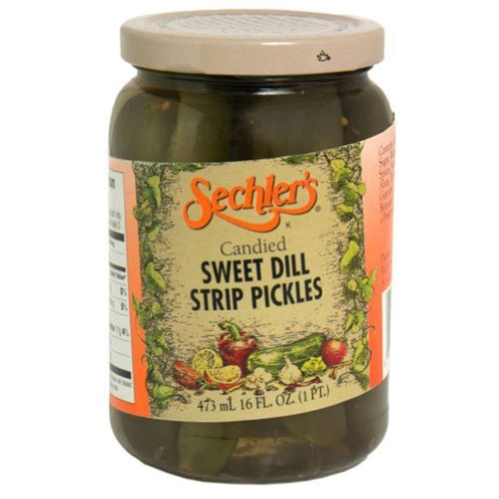 Sechlers Pickle Candied Sweet Dill Strips, 16 Fl Oz (Pack of 6), Model 8766