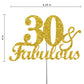 RokAPary 30 & Fabulous Cake Topper, Gold Glitter, Sturdy Double-Sided Acrylic, 30th Birthday Decoration, Model RCTF