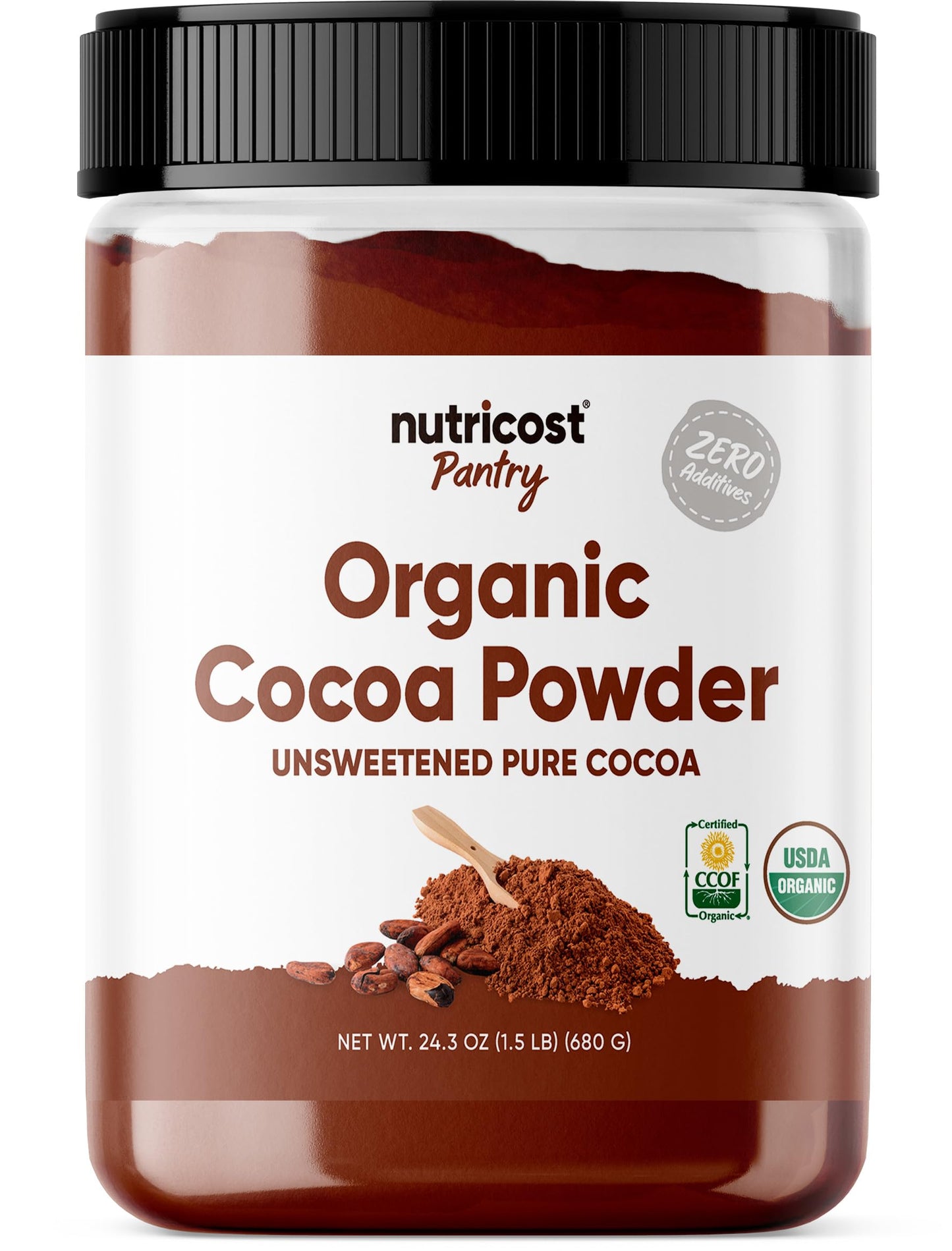 Nutricost Pantry Organic Cocoa Powder (1.5 Pounds Per Bottle) Non GMO  Gluten Free  Vegan  Baking Powder